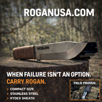 ROGAN Field Knife (RFK-PRO) Comes with sheath and belt clip.